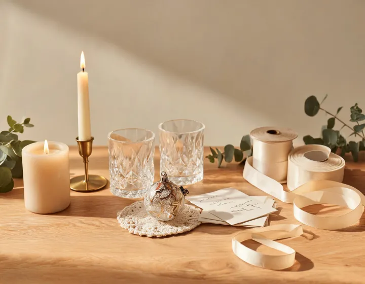 Gift guide table with organized home gift choices
